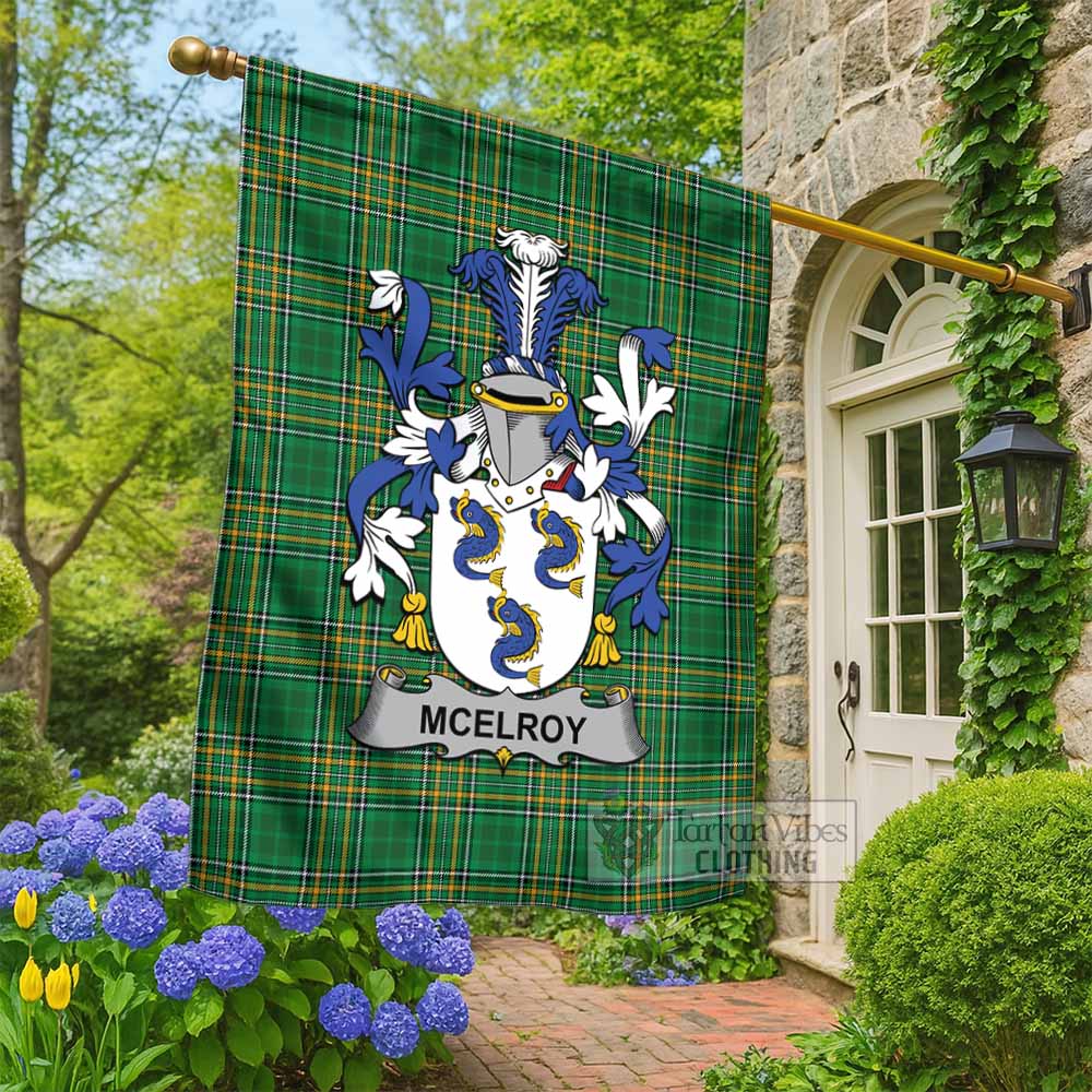 McElroy Irish Clan Tartan Flag with Coat of Arms