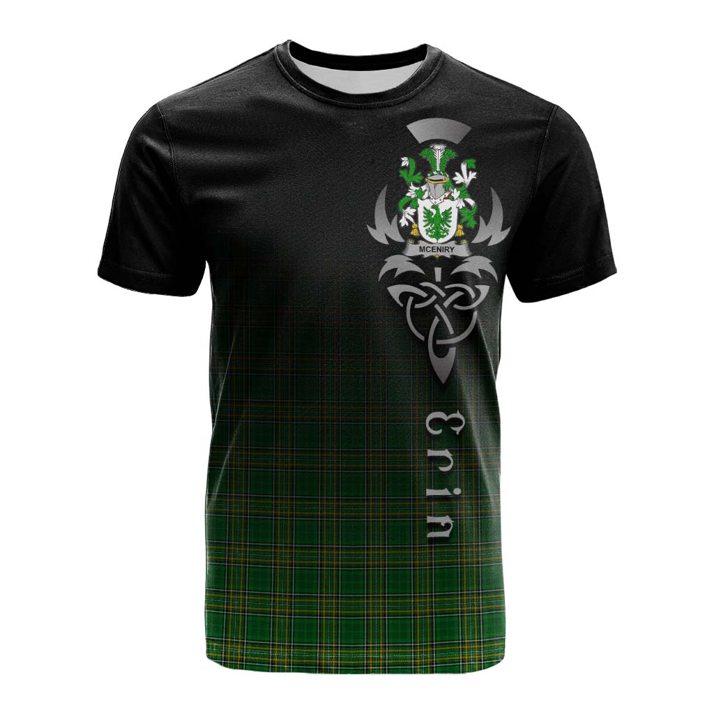 Tartan Vibes Clothing McEniry Irish Clan Cotton T-shirt with Coat of Arms Erin Go Bragh Celtic Inspired