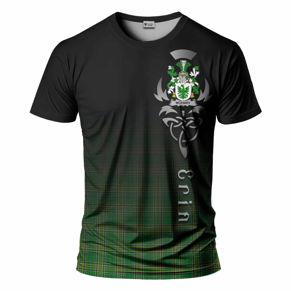 Tartan Vibes Clothing McEniry Irish Clan T-Shirt with Coat of Arms Erin Go Bragh Celtic Inspired
