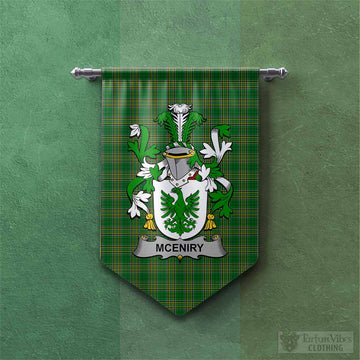 McEniry Irish Clan Tartan Gonfalon, Tartan Banner with Coat of Arms
