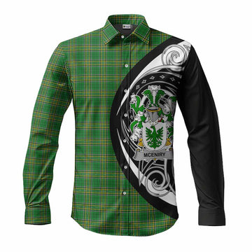 Tartan Vibes Clothing McEniry Irish Clan Long Sleeve Button Shirt Celtic Circle Style