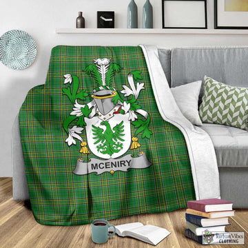 Tartan Vibes Clothing McEniry Irish Clan Tartan Blanket with Coat of Arms