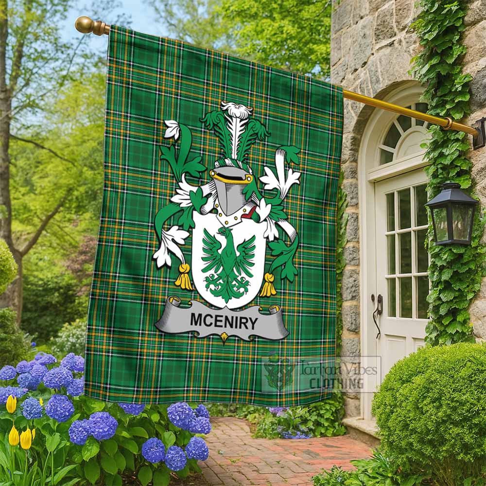 McEniry Irish Clan Tartan Flag with Coat of Arms