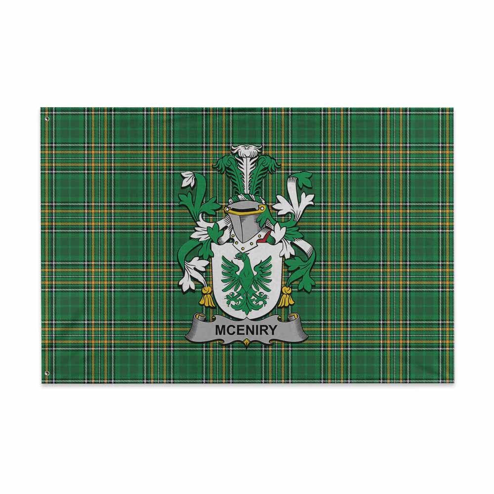 Tartan Vibes Clothing McEniry Irish Clan Tartan House Flag with Coat of Arms