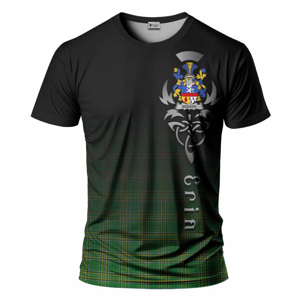 Tartan Vibes Clothing McEvoy Irish Clan T-Shirt with Coat of Arms Erin Go Bragh Celtic Inspired