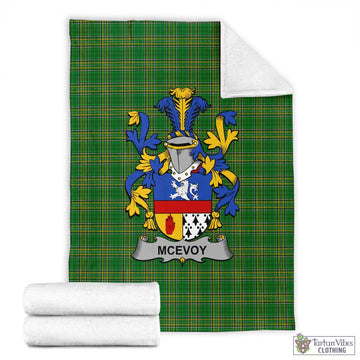 Tartan Vibes Clothing McEvoy Irish Clan Tartan Blanket with Coat of Arms