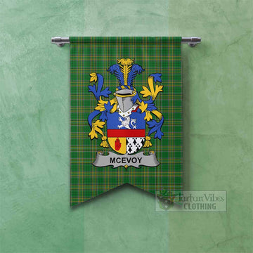 McEvoy Irish Clan Tartan Gonfalon, Tartan Banner with Coat of Arms