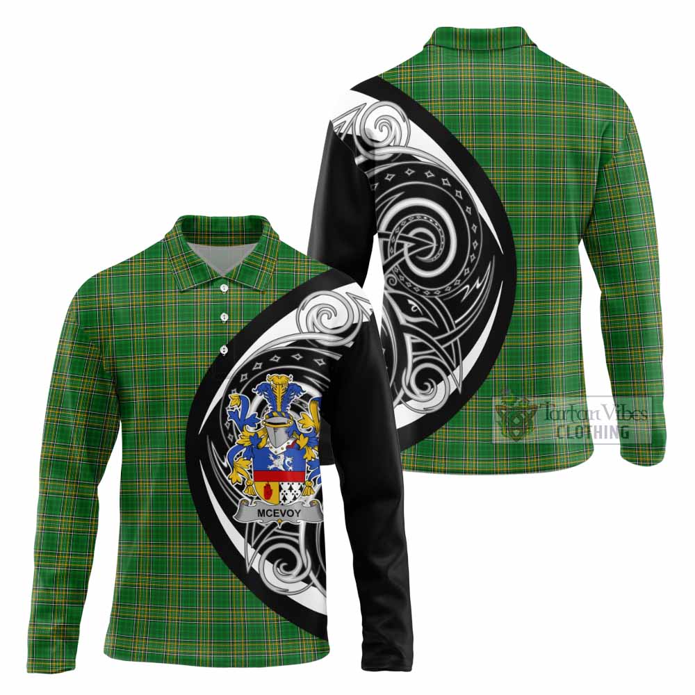 Tartan Vibes Clothing McEvoy Irish Clan Long Sleeve Polo Shirt Celtic Circle Style