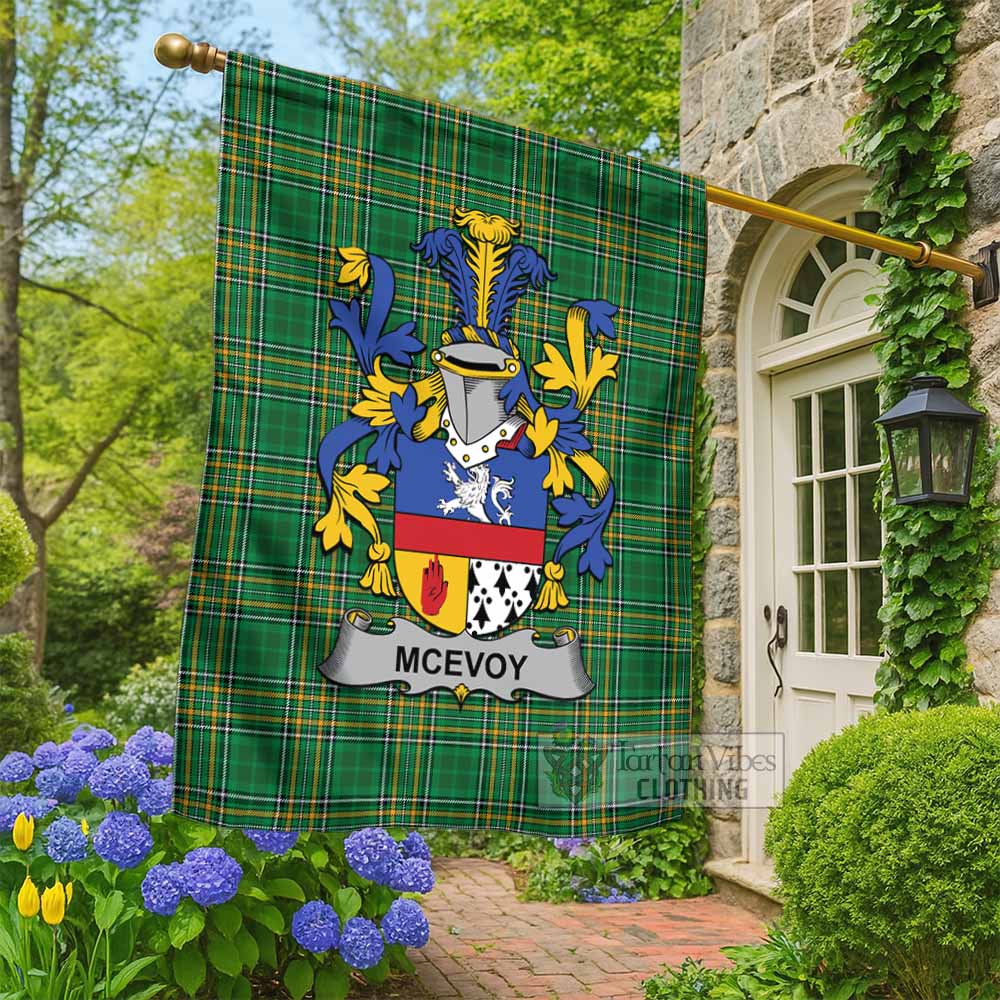 McEvoy Irish Clan Tartan Flag with Coat of Arms