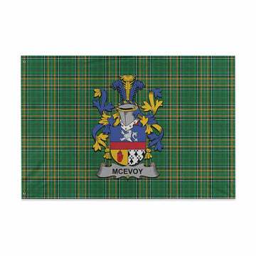McEvoy Irish Clan Tartan House Flag with Coat of Arms
