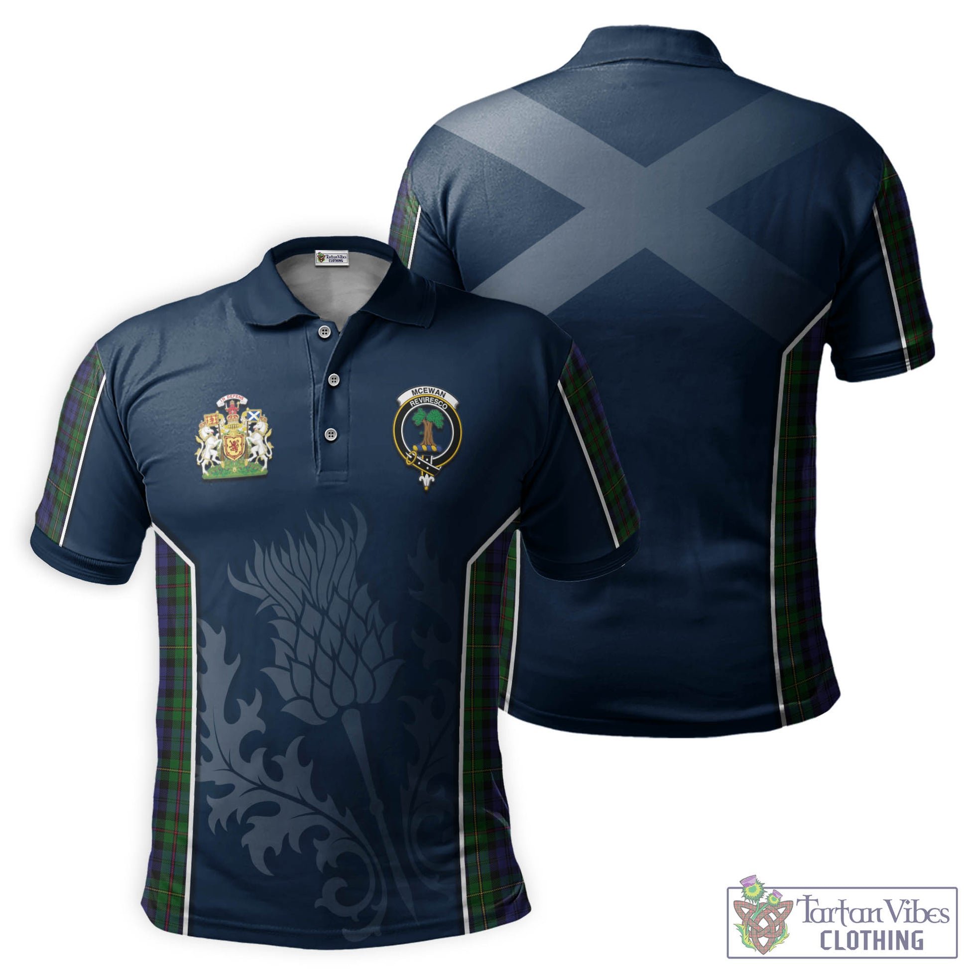 McEwan - McEwen Tartan Men's Polo Shirt with Family Crest and Scottish Thistle Vibes Sport Style Kid - Tartan Vibes Clothing