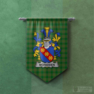 Tartan Vibes Clothing McFadden Irish Clan Tartan Gonfalon, Tartan Banner with Coat of Arms