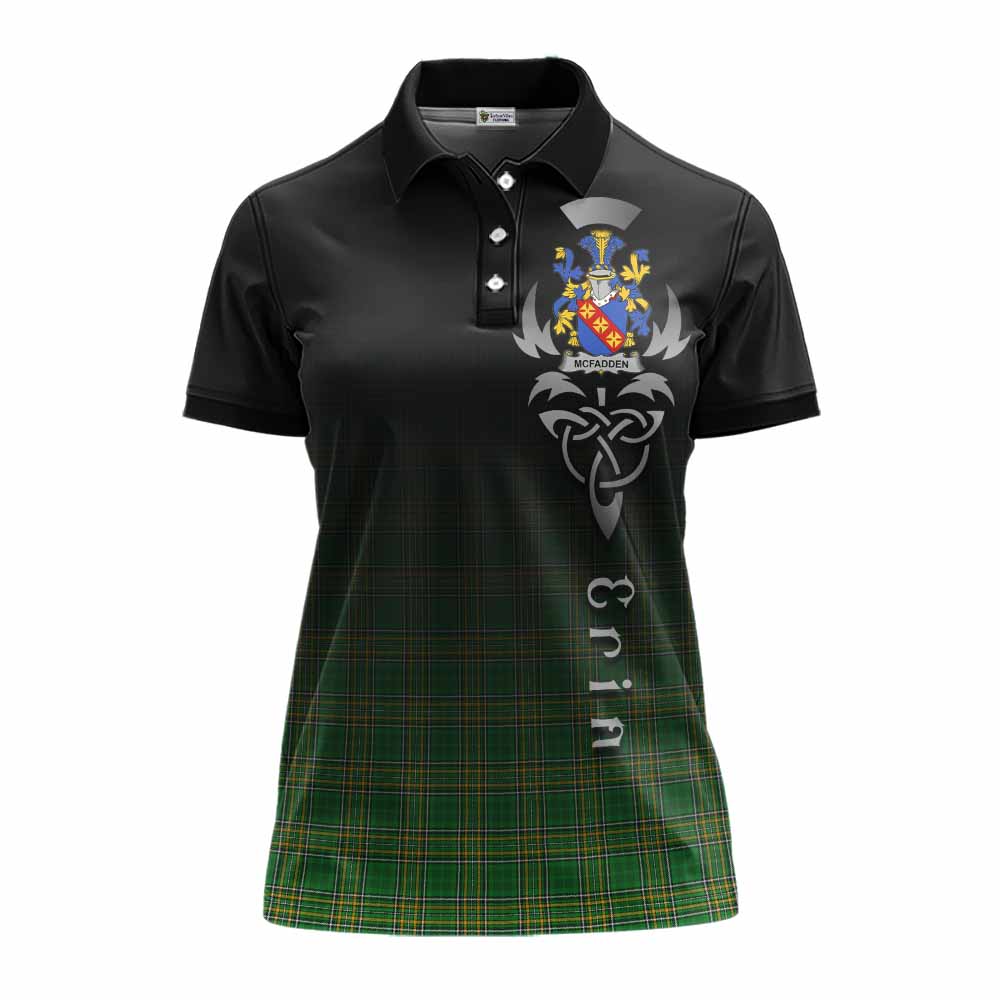 Tartan Vibes Clothing McFadden Irish Clan Women's Polo Shirt with Coat of Arms Erin Go Bragh Celtic Inspired