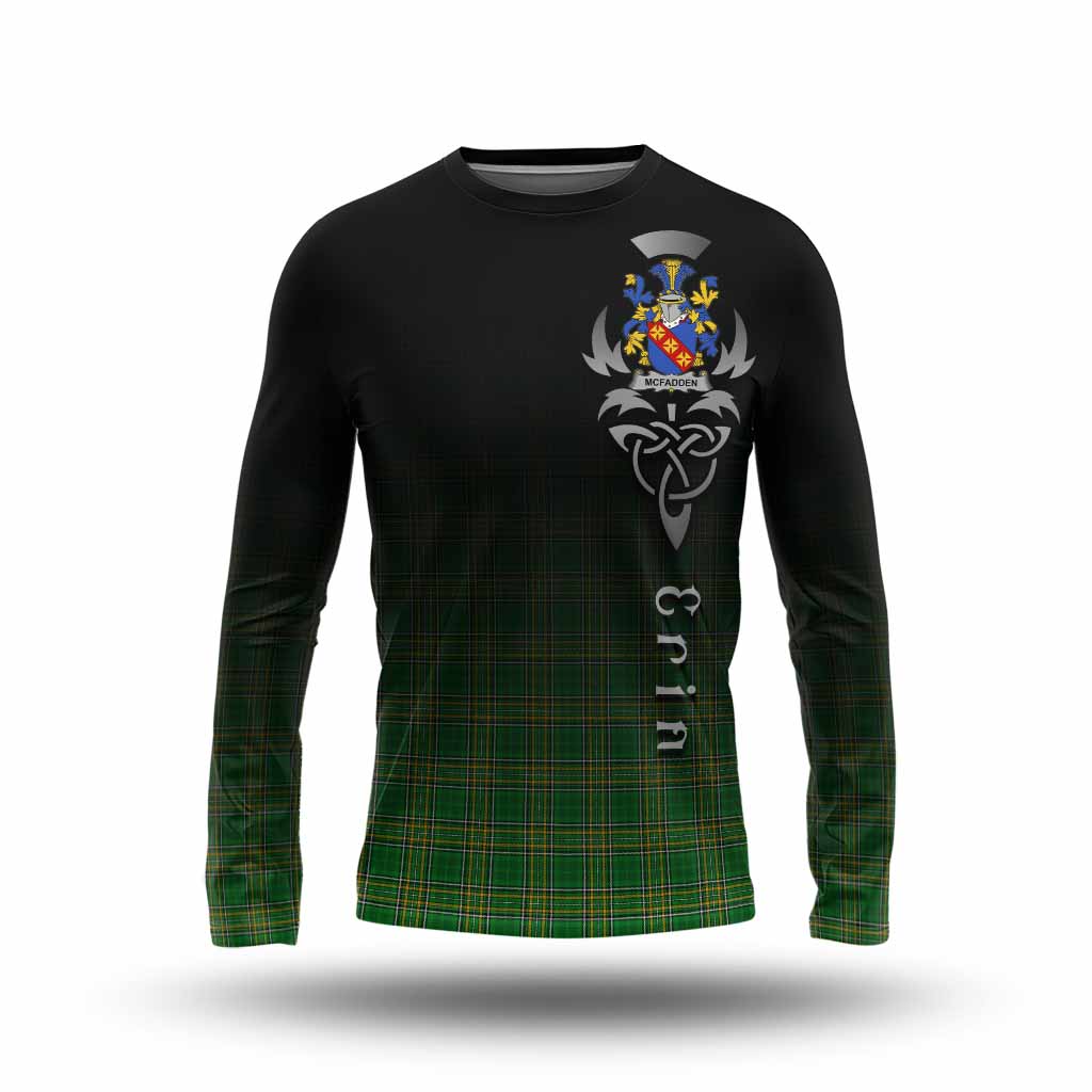 Tartan Vibes Clothing McFadden Irish Clan Long Sleeve T-Shirt with Coat of Arms Erin Go Bragh Celtic Inspired