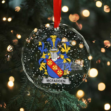 Tartan Vibes Clothing McFadden Irish Clan Christmas Glass Ornament with Coat of Arms