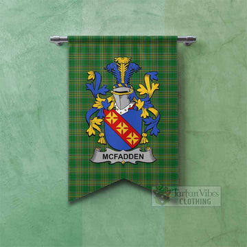 Tartan Vibes Clothing McFadden Irish Clan Tartan Gonfalon, Tartan Banner with Coat of Arms