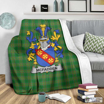 Tartan Vibes Clothing McFadden Irish Clan Tartan Blanket with Coat of Arms