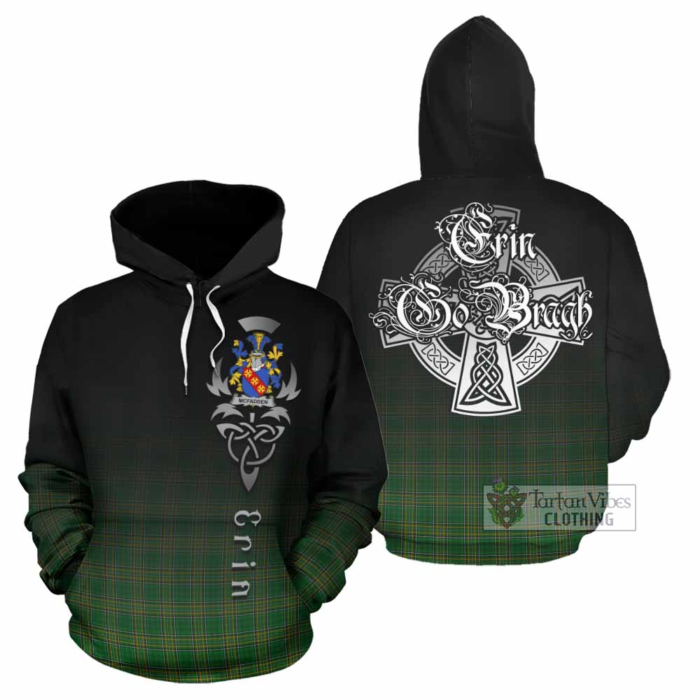 Tartan Vibes Clothing McFadden Irish Clan Hoodie with Coat of Arms Erin Go Bragh Celtic Inspired