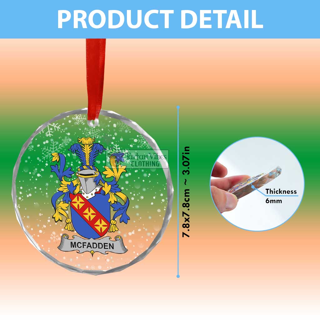 Tartan Vibes Clothing McFadden Irish Clan Christmas Glass Ornament with Coat of Arms