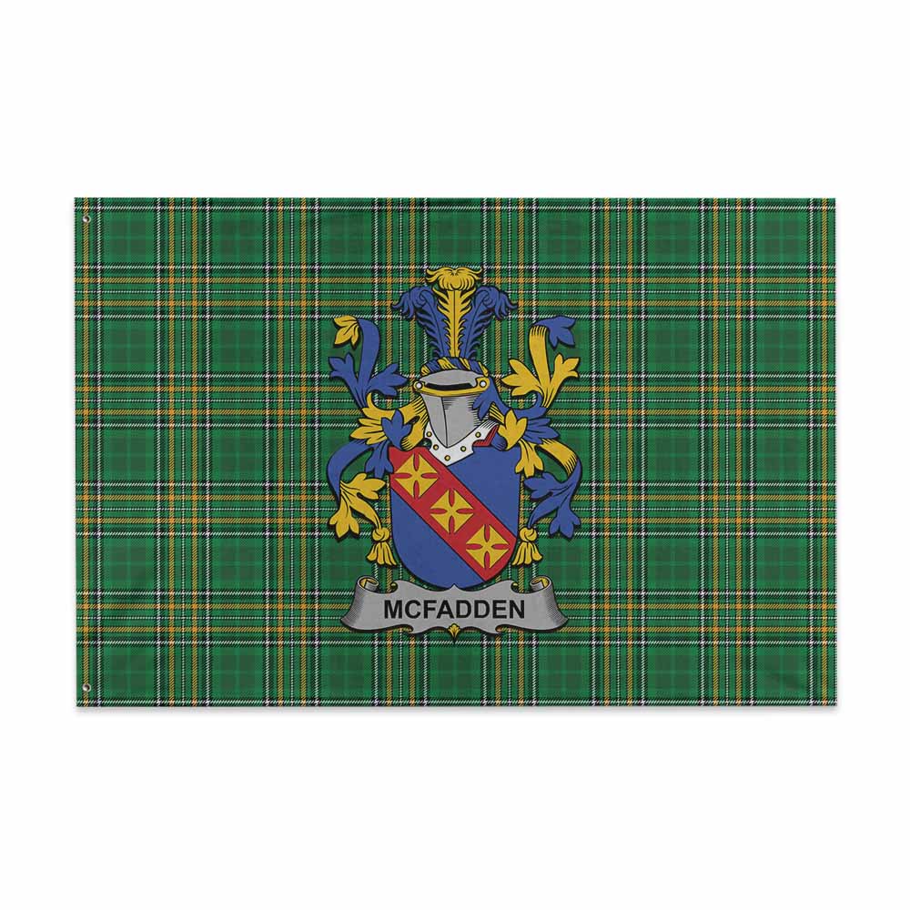 Tartan Vibes Clothing McFadden Irish Clan Tartan House Flag with Coat of Arms