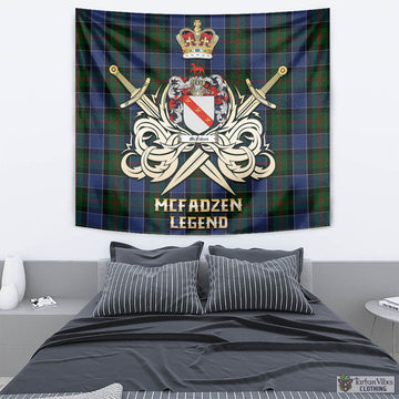 Tartan Vibes Clothing McFadzen 01 Tartan Tapestry with Clan Crest and the Golden Sword of Courageous Legacy
