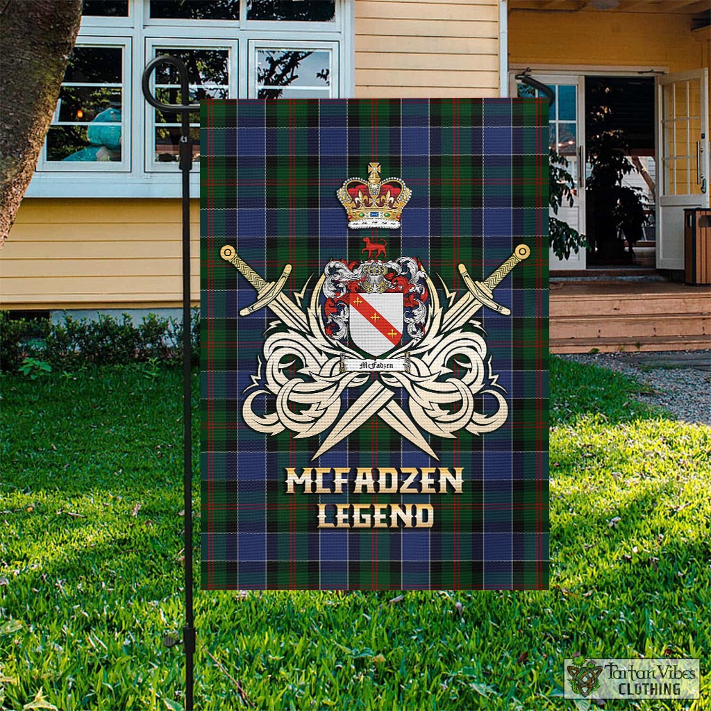 Tartan Vibes Clothing McFadzen 01 Tartan Flag with Clan Crest and the Golden Sword of Courageous Legacy