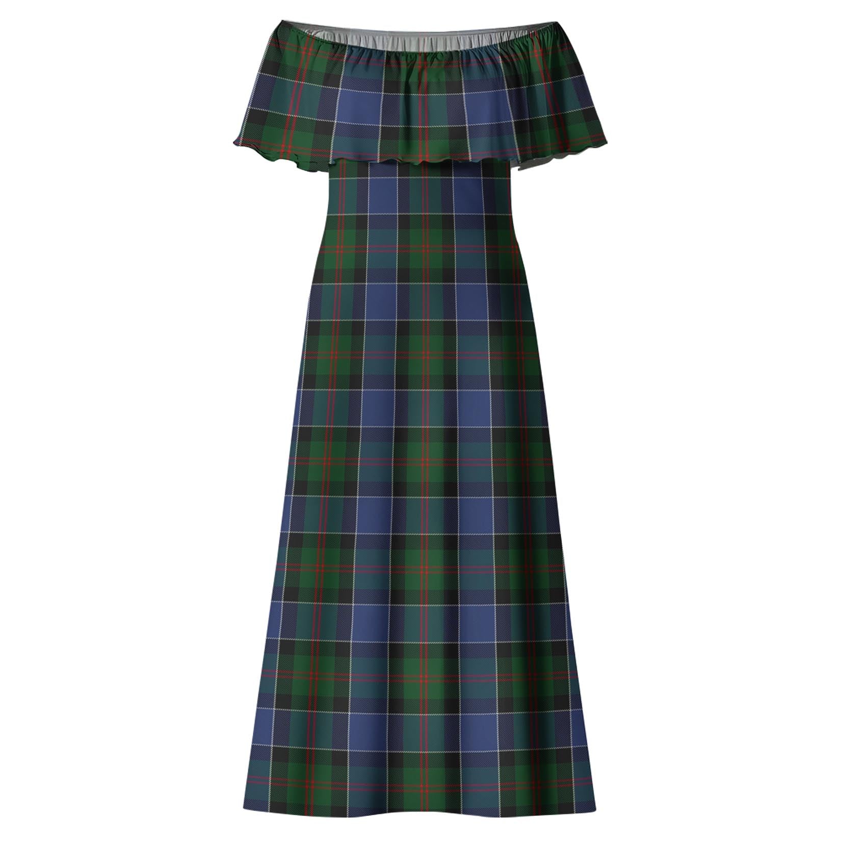 McFadzen #01 Tartan Off Shoulder Long Dress - Tartanvibesclothing