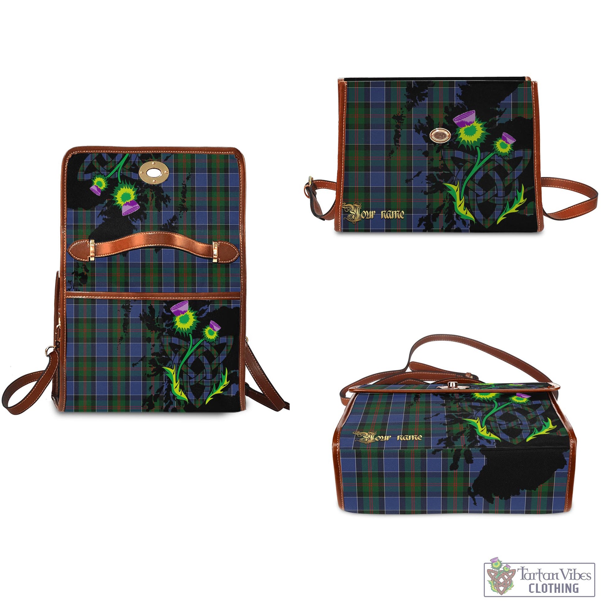 Tartan Vibes Clothing McFadzen #01 Tartan Waterproof Canvas Bag with Scotland Map and Thistle Celtic Accents