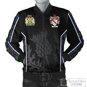 McFadzen 02 Tartan Bomber Jacket with Family Crest and Scottish Thistle Vibes Sport Style Unisex Black - Tartan Vibes Clothing