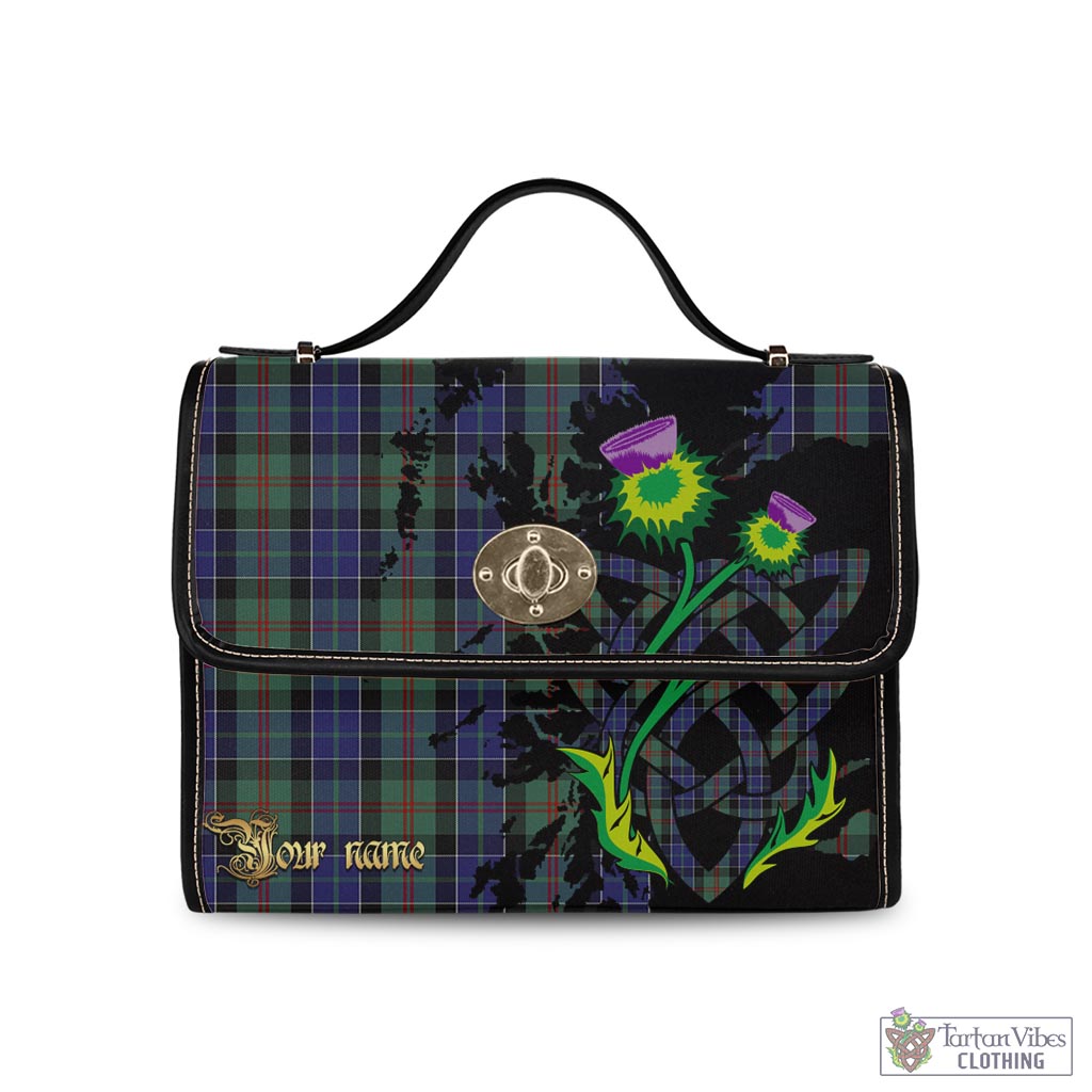 Tartan Vibes Clothing McFadzen #02 Tartan Waterproof Canvas Bag with Scotland Map and Thistle Celtic Accents