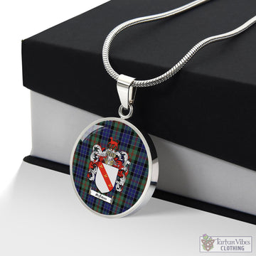 McFadzen 02 Tartan Circle Necklace with Family Crest Luxury Necklace (Silver) No - Tartan Vibes Clothing