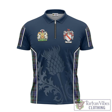 McFadzen 02 Tartan Zipper Polo Shirt with Family Crest and Scottish Thistle Vibes Sport Style Unisex - Tartan Vibes Clothing