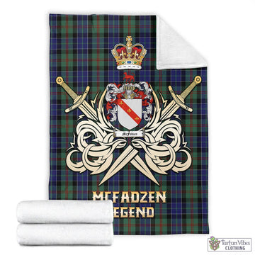 McFadzen 02 Tartan Blanket with Clan Crest and the Golden Sword of Courageous Legacy - Tartan Vibes Clothing