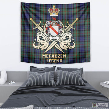 McFadzen 02 Tartan Tapestry with Clan Crest and the Golden Sword of Courageous Legacy - Tartan Vibes Clothing