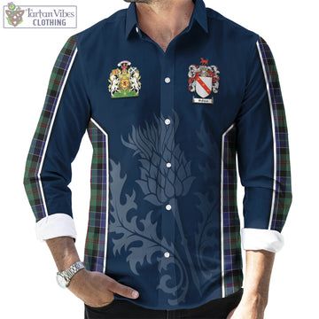 McFadzen 02 Tartan Long Sleeve Button Up Shirt with Family Crest and Scottish Thistle Vibes Sport Style - Tartan Vibes Clothing