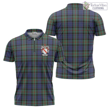McFadzen 02 Tartan Zipper Polo Shirt with Family Crest - Tartan Vibes Clothing