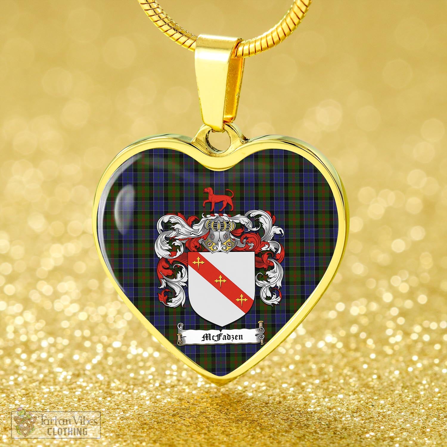 Tartan Vibes Clothing McFadzen 03 Tartan Heart Necklace with Family Crest