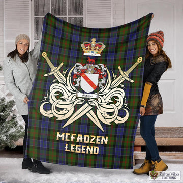 Tartan Vibes Clothing McFadzen 03 Tartan Blanket with Clan Crest and the Golden Sword of Courageous Legacy