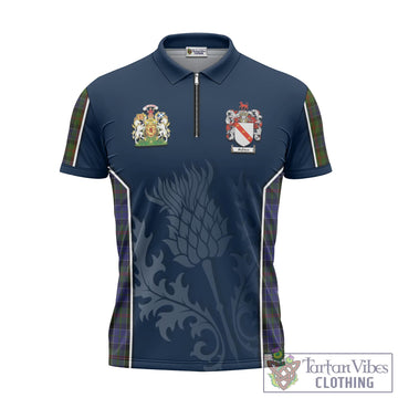 McFadzen 03 Tartan Zipper Polo Shirt with Family Crest and Scottish Thistle Vibes Sport Style Unisex - Tartan Vibes Clothing