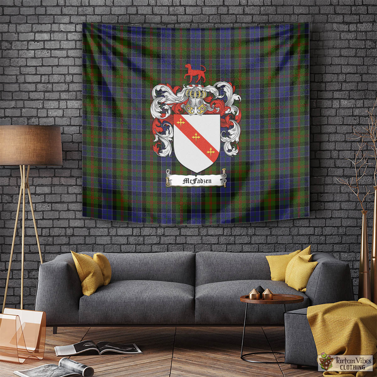 Tartan Vibes Clothing McFadzen 03 Tartan Tapestry Wall Hanging and Home Decor for Room with Family Crest