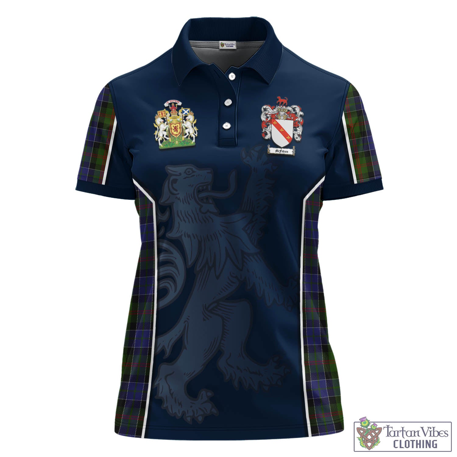McFadzen 03 Tartan Women's Polo Shirt with Family Crest and Lion Rampant Vibes Sport Style - Tartan Vibes Clothing