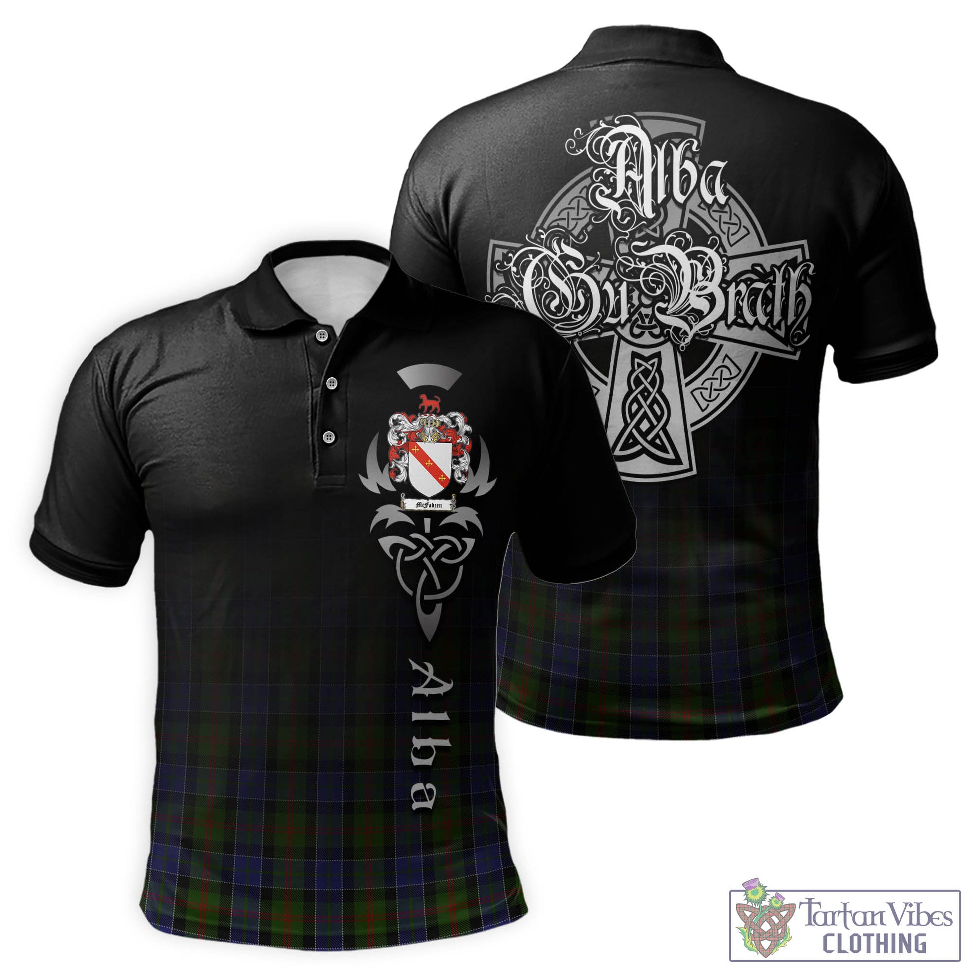 Tartan Vibes Clothing McFadzen 03 Tartan Polo Shirt Featuring Alba Gu Brath Family Crest Celtic Inspired