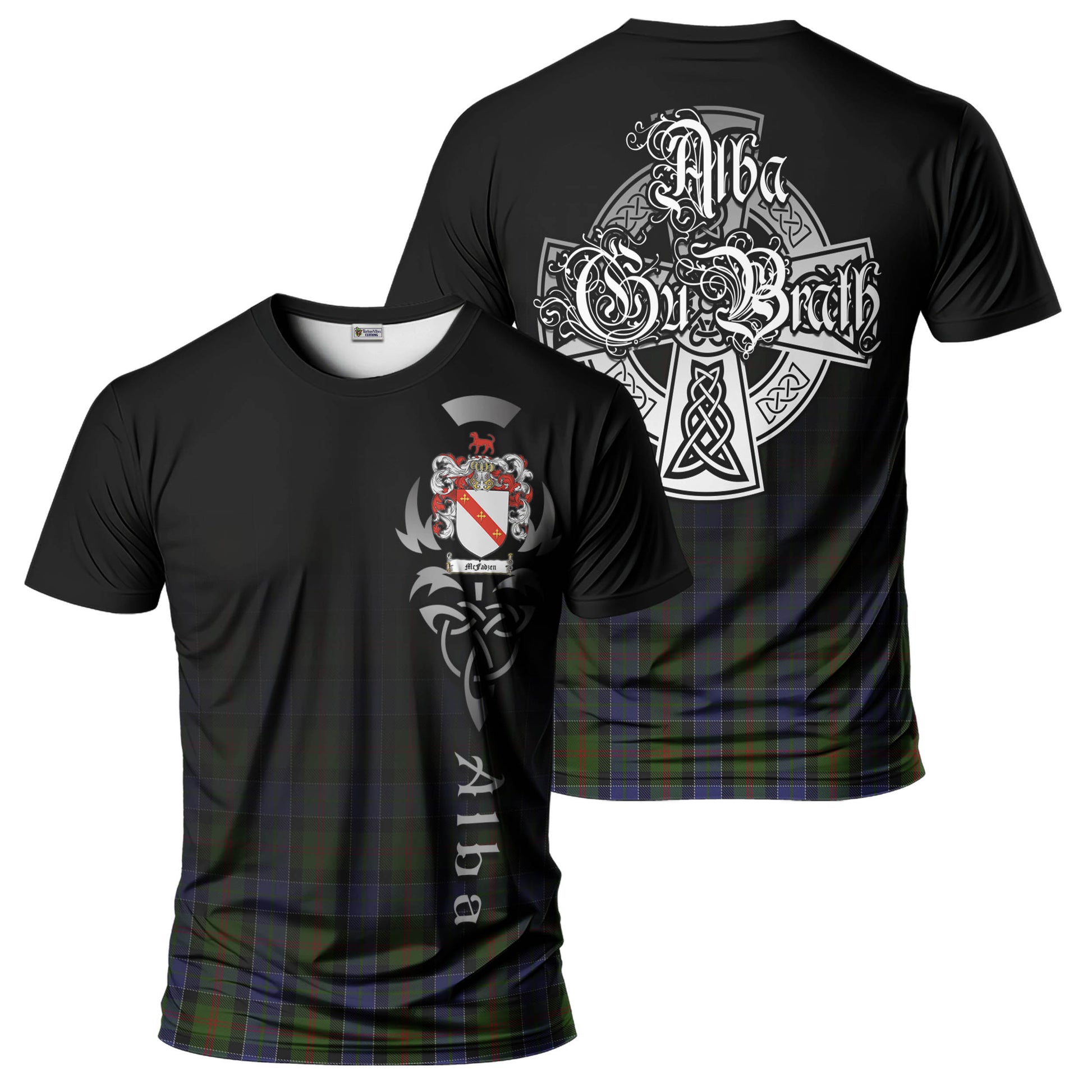 Tartan Vibes Clothing McFadzen 03 Tartan T-Shirt Featuring Alba Gu Brath Family Crest Celtic Inspired