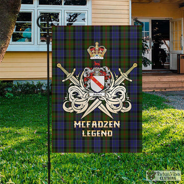 McFadzen 03 Tartan Garden Flag with Clan Crest and the Golden Sword of Courageous Legacy