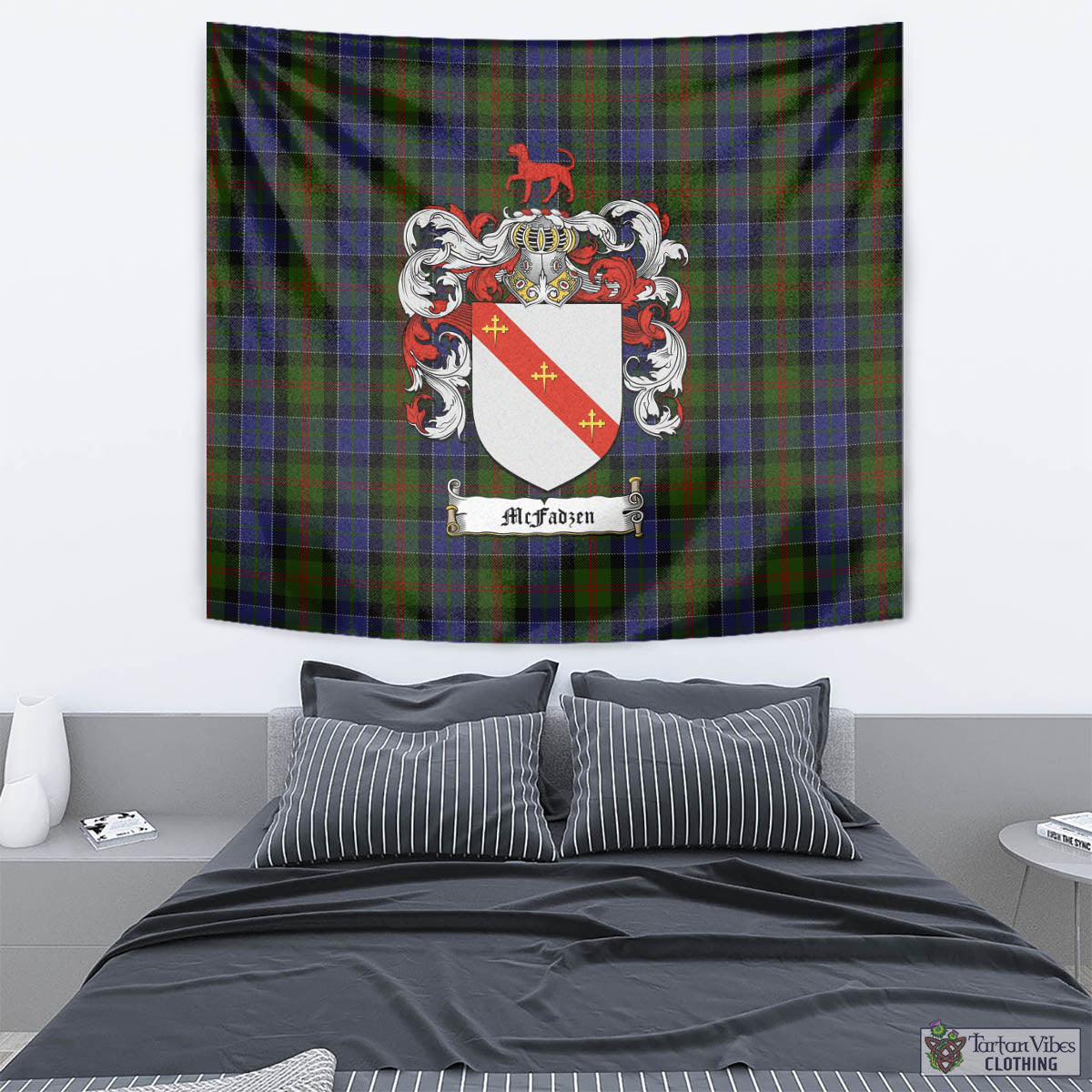 Tartan Vibes Clothing McFadzen 03 Tartan Tapestry Wall Hanging and Home Decor for Room with Family Crest