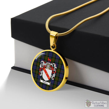 McFadzen 03 Tartan Circle Necklace with Family Crest Luxury Necklace (Gold) No - Tartan Vibes Clothing