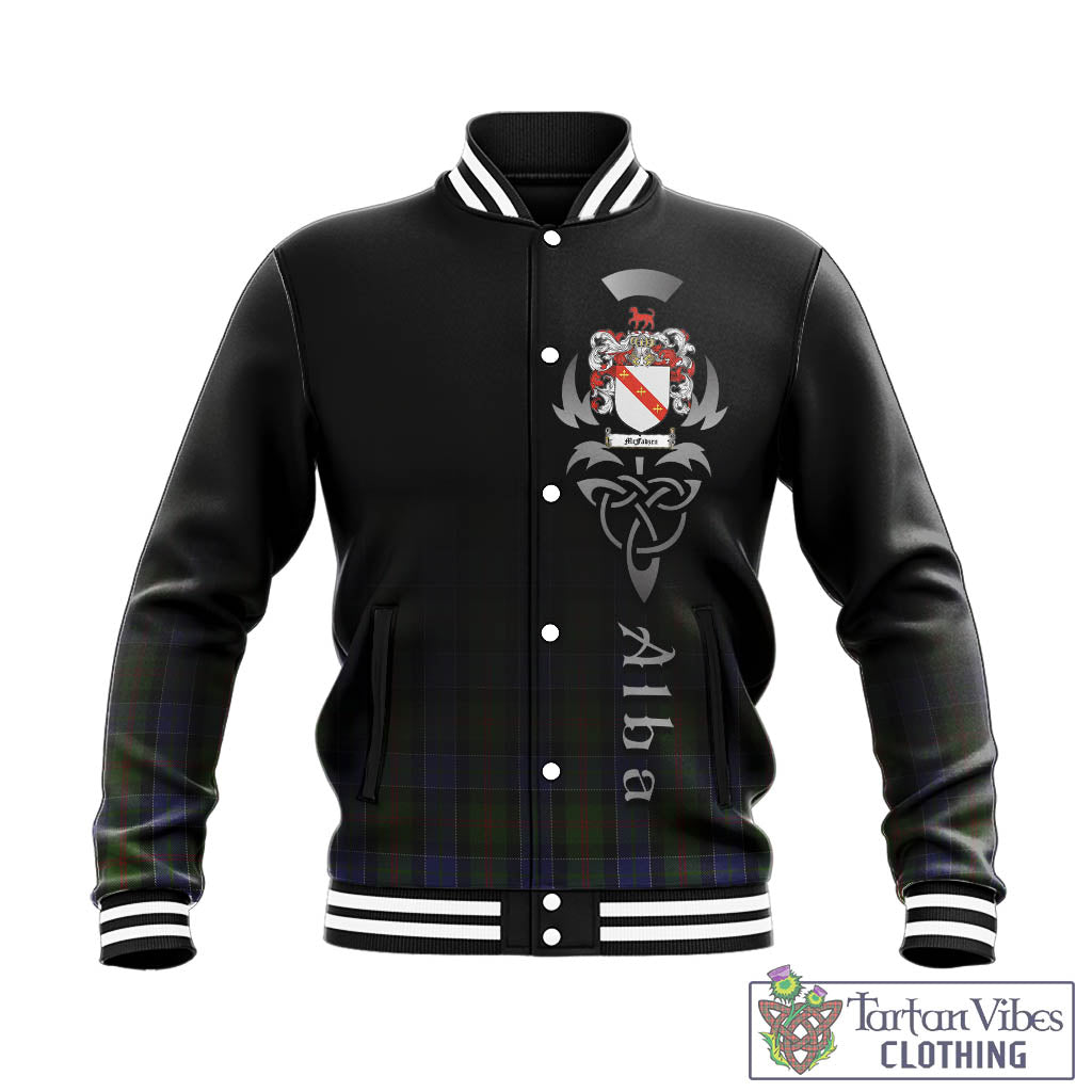 Tartan Vibes Clothing McFadzen 03 Tartan Baseball Jacket Featuring Alba Gu Brath Family Crest Celtic Inspired