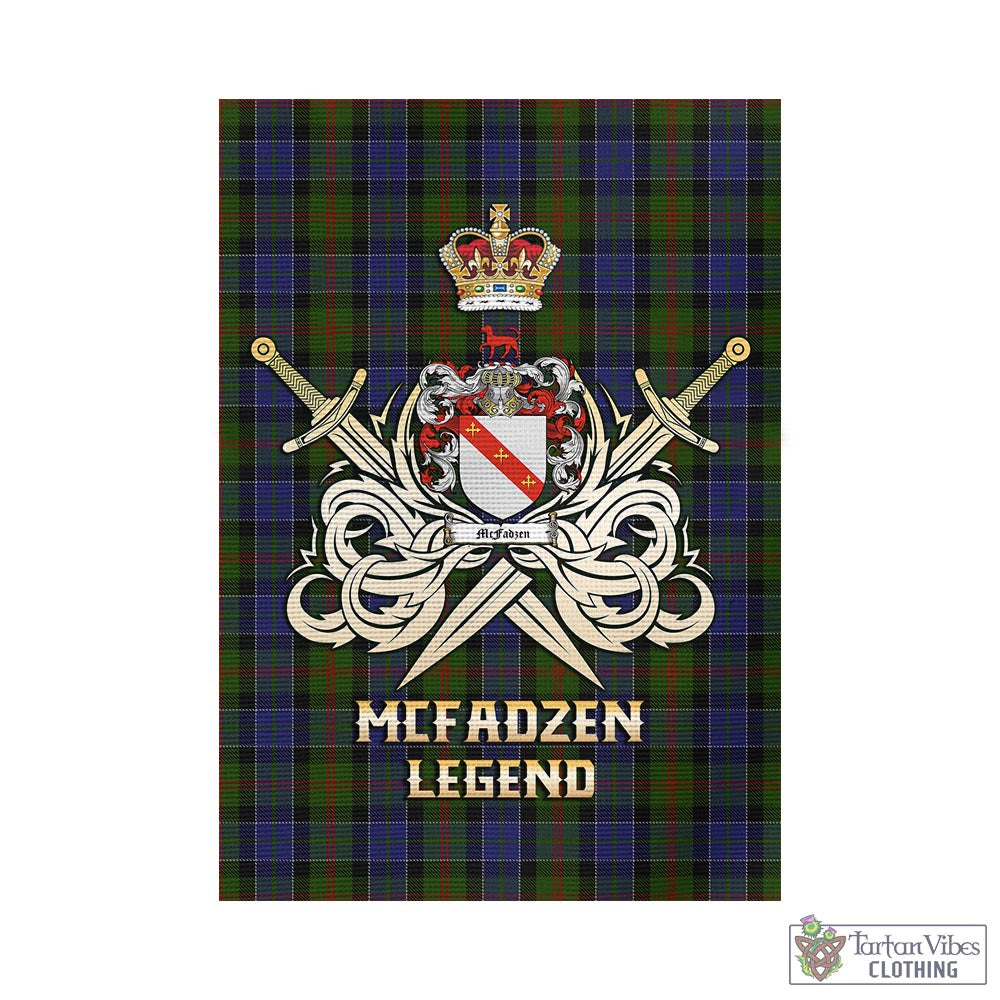 Tartan Vibes Clothing McFadzen 03 Tartan Flag with Clan Crest and the Golden Sword of Courageous Legacy