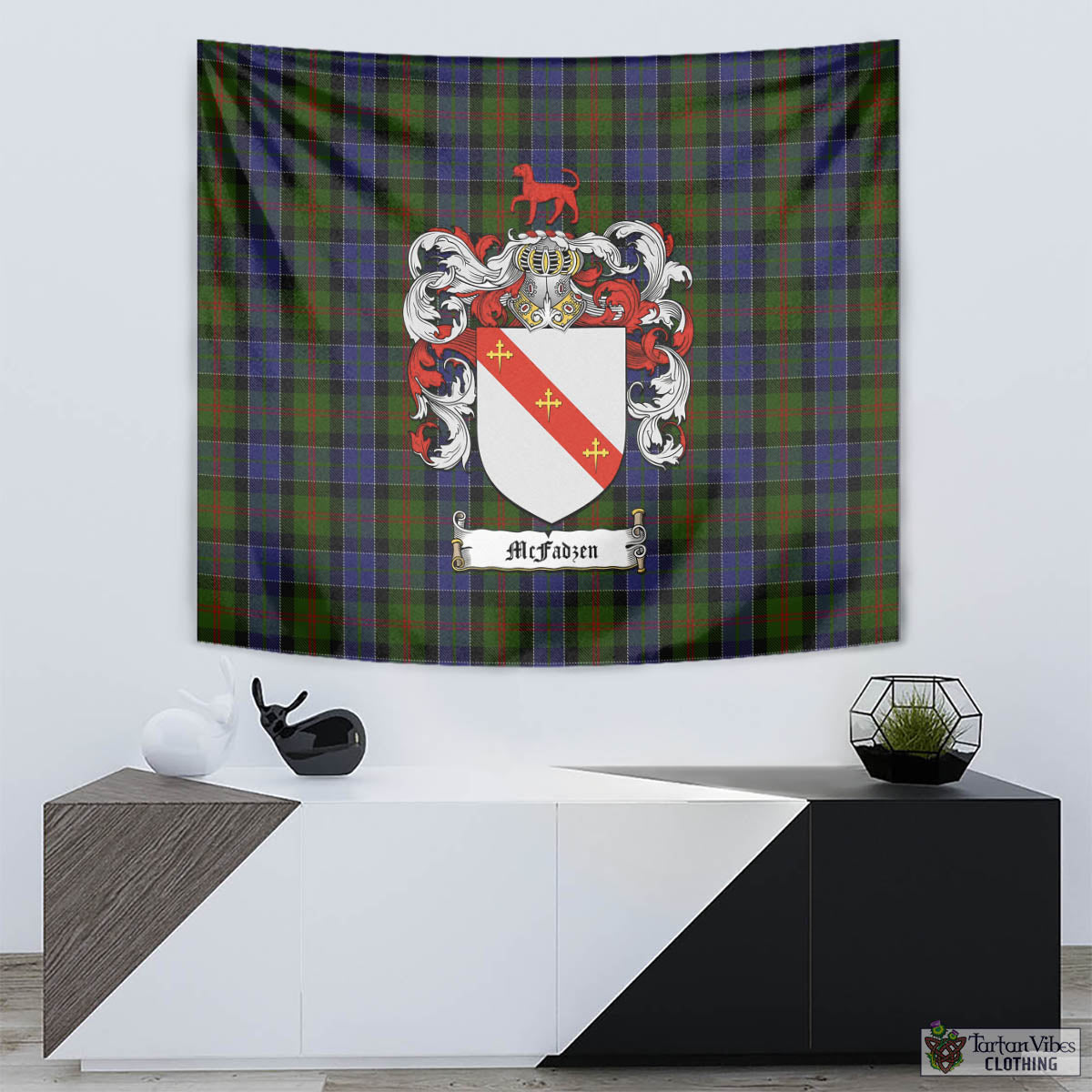 Tartan Vibes Clothing McFadzen 03 Tartan Tapestry Wall Hanging and Home Decor for Room with Family Crest