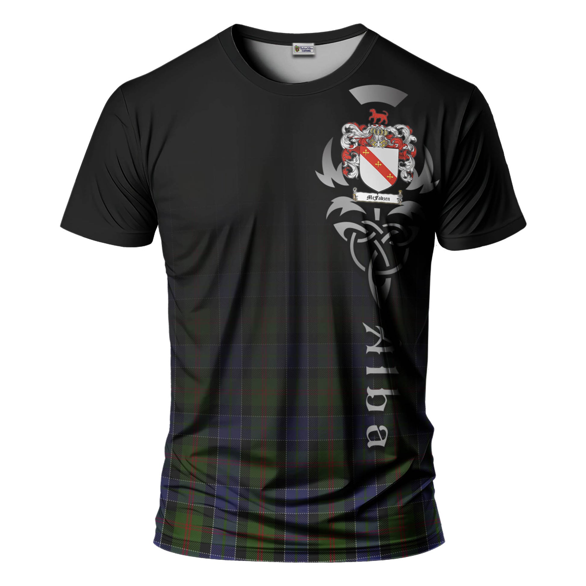 Tartan Vibes Clothing McFadzen 03 Tartan T-Shirt Featuring Alba Gu Brath Family Crest Celtic Inspired